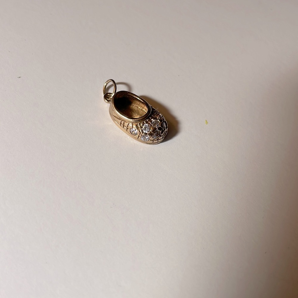 NEW! Italian Bronze Stella & Dot rhinestone baby bootie charm